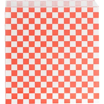 Jednorázové nádobí Gastro obaly Sáček NEPROMASTITELNÝ červeno-bílý otevřený ze 2 stran 17x17 cm (min. počet 1000ks)