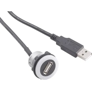 Elektrická zásuvka USB zásuvka USB-05-BK, USB zásuvka typ A ⇔ USB zástrčka typ A, 60 cm, vestavná