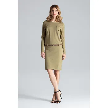 Oblečení a móda Olivové šaty s páskem M414 Velikost: S