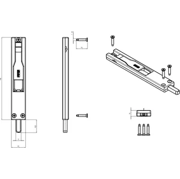 Dveřní kování Fapim 3714 stříbrná - zástrč do profilu, rozměry 140x24x10