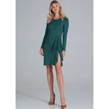Dámské šaty Zelené mini šaty s ozdobným volánkem M839 Green Velikost: XL