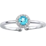 Stříbrný otevřený prsten Lady s pravým modrým topazem a Brilliance Zirconia JJJ1385RTS-obvod 50-60 mm