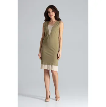Dámské šaty Olivové šaty bez rukávů L016 Velikost: S