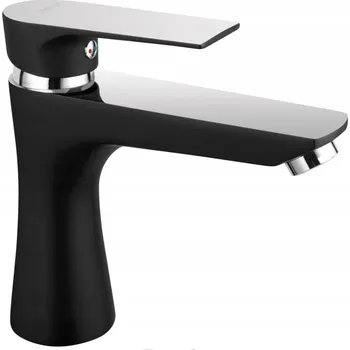 Vodovodní baterie Ferro Algeo Square, umyvadlová stojánková baterie, černá matná-chromová, BAQ2BLC