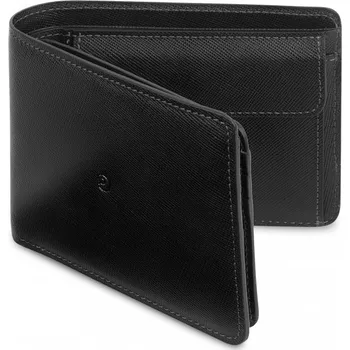 Peněženka Kožená business peněženka na mince Saffiano černá Bez 6 karet navíc