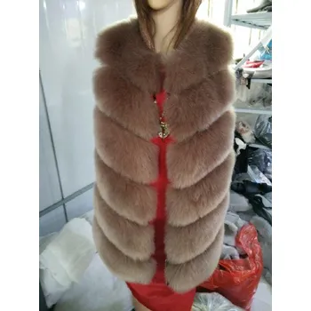 Dámská vesta Chlupatá prošívaná vesta kožich bez rukávů Barva: Tmavě Hnědá, Velikost: S