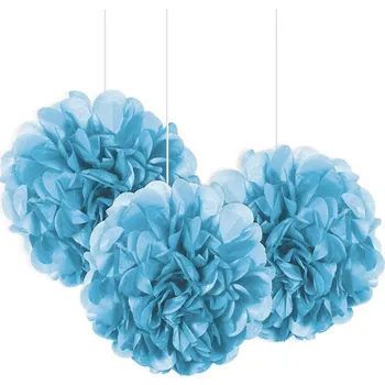 Konfeta Dekorační závěsné pom pomy pudrově modré 3ks, 23cm