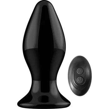 Anální kolík Chrystalino Stretchy Glass Vibrator with Suction Cup and Remote Rechargeable 10 Speed Black