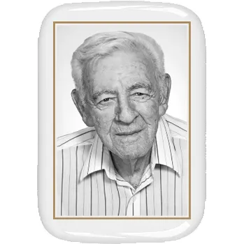 Smuteční dekorace Napomnik X6456/2 obdélník kulaté rohy 11 x 14,5 cm černobílý, zlatá linka