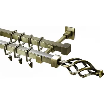 Garnýž Garnýž kovová 230 cm dvouřadá - dvojitá 20x20 Azur starozlatá