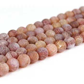 Drahý kámen Přírodní ledový achát - rumělkový - ∅ 8 mm - 1 ks