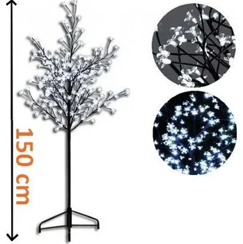 Vánoční dekorace a-market Velký dekorativní umělý strom se svítícími kvítky, venkovní / vnitřní, 200 LED, 1,5 m