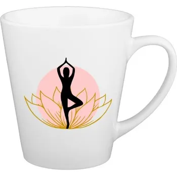 Hrnek kónický s potiskem Joga-pozice stromu