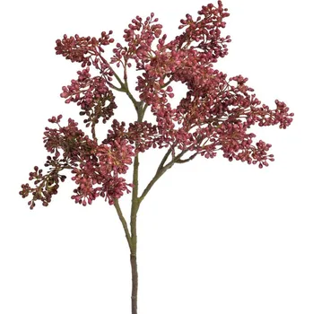 umělá květina Umělá větvička s kuličkami 54 cm - vínovorůžová