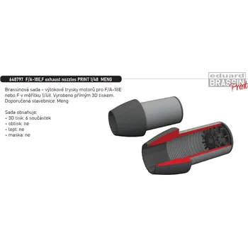 Plastikový model Eduard 1/48 F/A-18E,F exhaust nozzles PRINT (MENG)