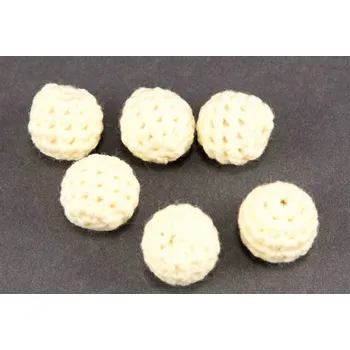 Dětské navlékací korálky Obháčkovaný dřevěný korálek na dudlík - žlutá - průměr 1,5 cm