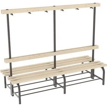 Zahradní lavice Šatní lavice s věšákovou stěnou, oboustranná, 200 cm, hnědá, smrkové latě