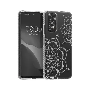 Pouzdro na mobilní telefon Průhledné pouzdro s designem dvojice květů pro Xiaomi Redmi Note 11 / Note 11S - stříbrná