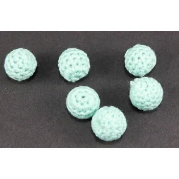 Dětské navlékací korálky Obháčkovaný dřevěný korálek na dudlík - mentolová - průměr 1,5 cm