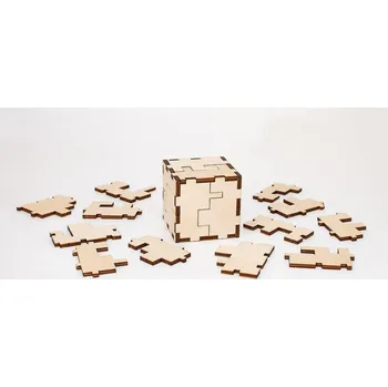 Puzzle 3D dřevěné puzzle EWA Cube 3D - hnědé