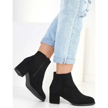 Dámská zimní obuv J. Star Kotníkové semišové boty na hrubém podpatku 6074-1A.B Velikost: 37