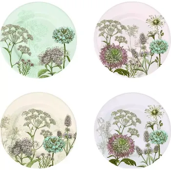 Talíř Easy Life, Itálie Easy Life - Sada čtyř porcelánových dezertních talířů Botanica 4 ks - 19 cm