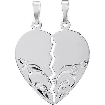 Přívěsek Partnerský stříbrný přívěsek srdce půlené - typ 4 SILVEGOB10090-4