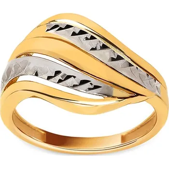 Prsten Zlatý dvoubarevný prsten s gravírováním IZ27265 + dárkové balení LUXUS zdarma