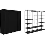 Textilní šatní skříň Olena s policemi černá
