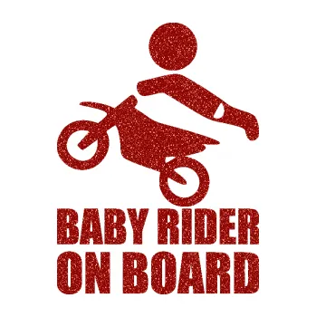 Polep vozidla SAMOLEPKA Baby rider on board levá (86 - Ultra Metalic červená) NA AUTO, NÁLEPKA, FÓLIE, POLEP, TUNING, VLASTNÍ TEXT, TISK, AUTOSAMOLEPKY.cz, POLEPY, OBRÁZEK, LOGO, SAMOLEPKY