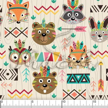 Zakázkový tisk, softshell, kočárkovina... Indiánská zvířátka Látky k tisku: Microfirba