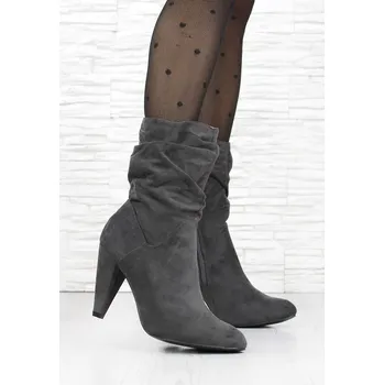 Dámské kozačky Seastar Šedé polokozačky na podpatku LL-153G Velikost: 38