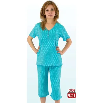 Dámské pyžamo Pyžamo dámské Valentina´s secret, model 9241 s puntíky - L-tyrkysová