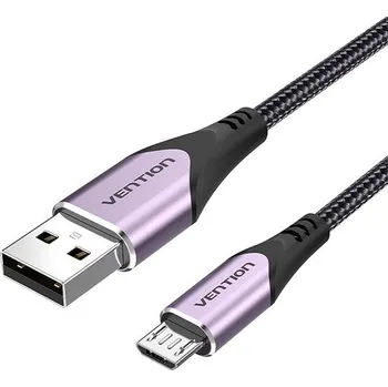 Datový kabel Vention Cotton Braided Micro USB to USB 2.0 Cable Purple 1m Aluminum Alloy Type