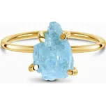 Royal Fashion prsten 14k zlato Vermeil GU-DR15849R-YELLOWGOLD-AQUAMARINE Velikost: 9 (EU: 59-60)