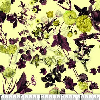 Zakázkový tisk, softshell, kočárkovina... Žluté květy na žluté Látky k tisku: Microfirba