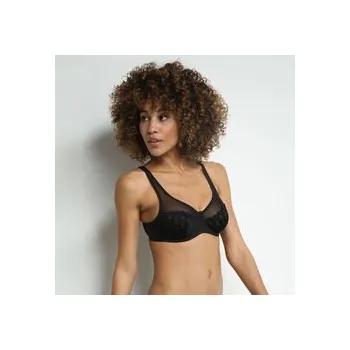 Podprsenka Dámská krajková podprsenka DIM GENEROUS BRODERIE UNDERWIRE BRA - DIM - černá 80 E