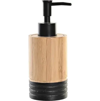 Koupelový kartáč Dávkovač mýdla DKD Home Decor Přírodní Černá Bambus PP (7 x 7 x 17 cm)