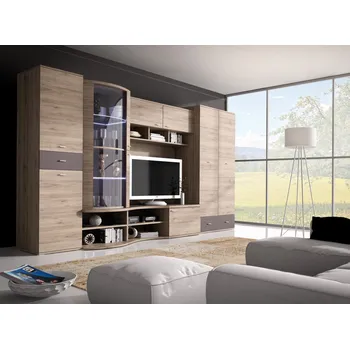 Obývací stěna Grenadal obývací stěna s LED osvětlením 305 x 202 x 59 cm san remo/sand cappucino