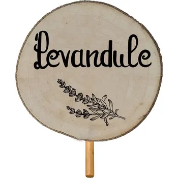 Zahradní dekorace Zapichovátko do květináče 30 cm – Levandule (Dřevěné zapichovátko k bylinkám 30 cm)
