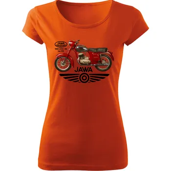 Dámské tričko Dámské tričko s motorkou Jawa 125 oranžové