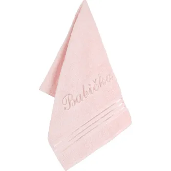 Ručník Bellatex Froté ručník s výšivkou Babička růžová