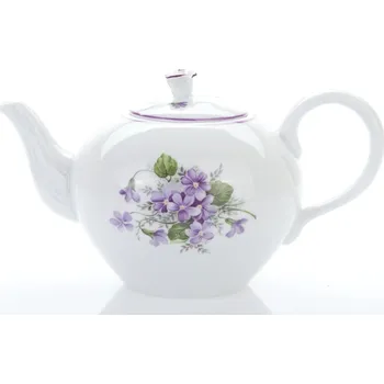 Konvice na čaj Český porcelán, a.s., Dubí Konvice čajová se sítkem, český porcelán, 0,95 l, fialky, Český porcelán
