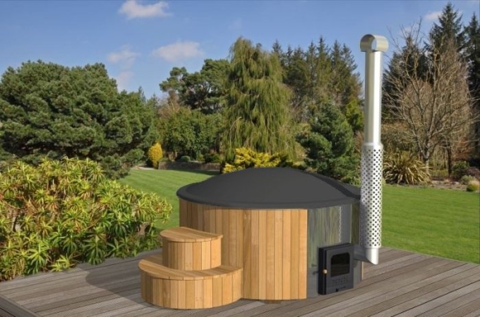 Koupací sud Hot tub DLX 200cm s šedou vložkou + thermokryt + Doprava zdarma