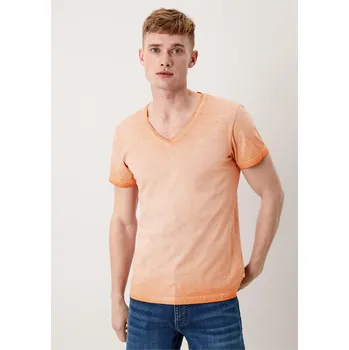 Pánské tričko Q/S s.Oliver pánské triko s výstřihem do V krátký rukáv oranžové Velikost: XL