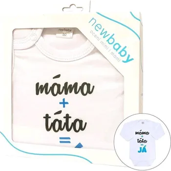 NEW BABY Body s potiskem New Baby máma plus táta rovná se JÁ - modrá Vel. 74 (6-9 m)