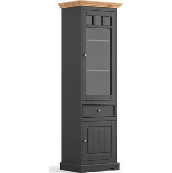 Knihovna Provensálská vitrína BELLUNO grafit-borovice