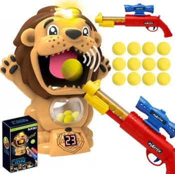 Dětská zbraň KiK Pistole na pěnové míčky s terčem ve tvaru lva