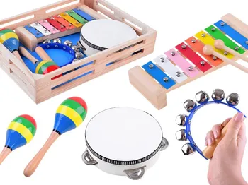 Hudební nástroj pro děti Dřevěné hudební nástroje pro děti 4 ks