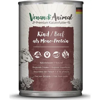 Krmivo pro kočku Venandi Animal – hovězí jako jediný zdroj bílkovin 24× 400 g